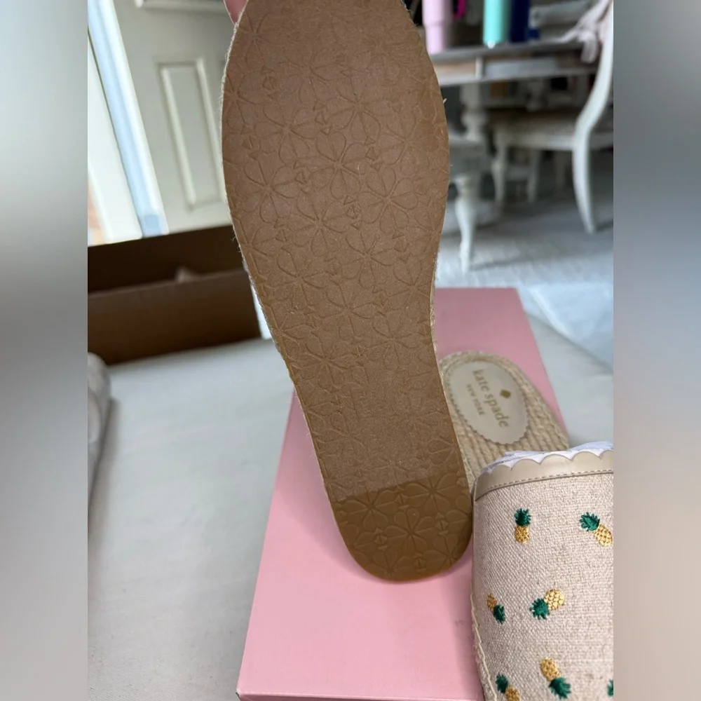 kate spade Beige Espadrille with Green Embroidery